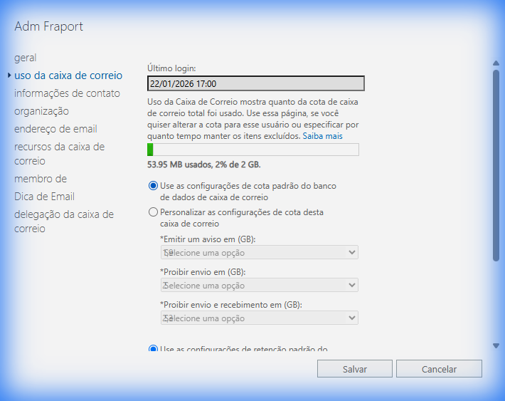 Configuração de Cotas