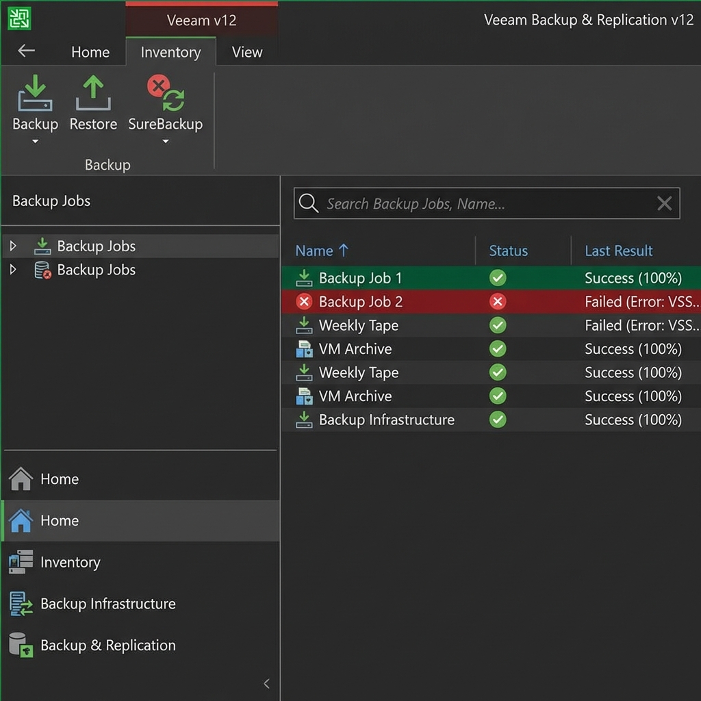 Veeam Job List Status