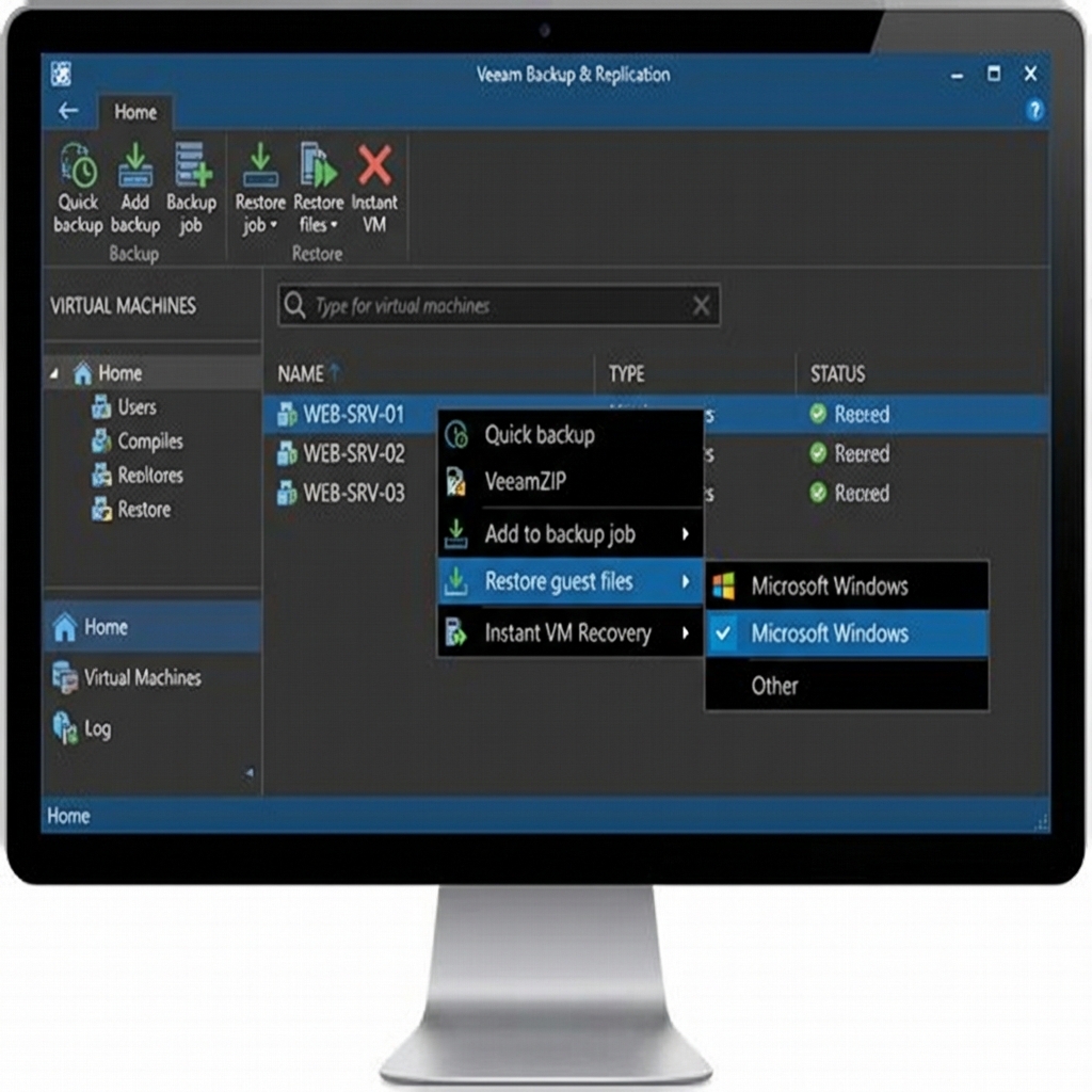 Veeam Restore Guest Files Menu